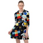 Space Seamless Pattern Mini Skater Shirt Dress