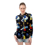 Space Seamless Pattern Long Sleeve Chiffon Shirt