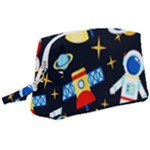 Space Seamless Pattern Wristlet Pouch Bag (Large)