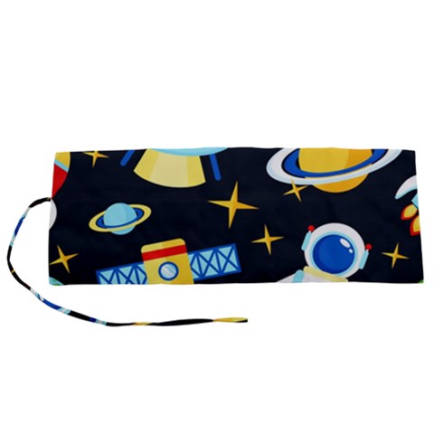 Space Seamless Pattern Roll Up Canvas Pencil Holder (S) from ArtsNow.com