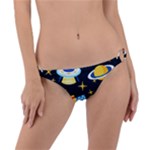 Space Seamless Pattern Ring Detail Bikini Bottoms