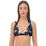 Space Seamless Pattern Double Strap Halter Bikini Top