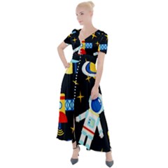 Button Up Short Sleeve Maxi Dress 