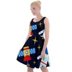 Space Seamless Pattern Knee Length Skater Dress