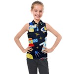 Space Seamless Pattern Kids  Sleeveless Polo Tee