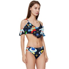 Ruffle Edge Tie Up Bikini Set	 