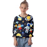 Space Seamless Pattern Kids  Cuff Sleeve Top