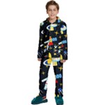 Space Seamless Pattern Kids  Long Sleeve Velvet Pajamas Set