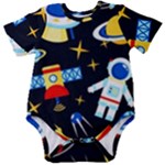 Space Seamless Pattern Baby Short Sleeve Bodysuit