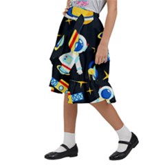 Kids  Ruffle Flared Wrap Midi Skirt 