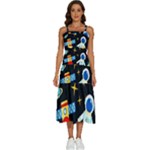 Space Seamless Pattern Sleeveless Shoulder Straps Boho Dress