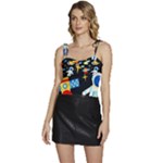 Space Seamless Pattern Flowy Camisole Tie Up Top