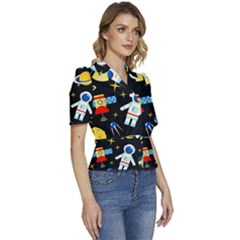 Puffed Short Sleeve Button Up Jacket 