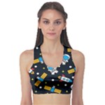 Seamless-adventure-space-vector-pattern-background Sports Bra