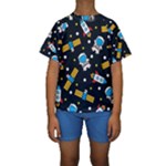 Seamless-adventure-space-vector-pattern-background Kids  Short Sleeve Swimwear