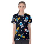 Seamless-adventure-space-vector-pattern-background Women s Cotton Tee