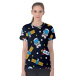 Seamless-adventure-space-vector-pattern-background Women s Cotton Tee