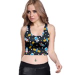 Seamless-adventure-space-vector-pattern-background Racer Back Crop Top