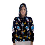 Seamless-adventure-space-vector-pattern-background Women s Hooded Windbreaker