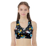 Seamless-adventure-space-vector-pattern-background Sports Bra with Border