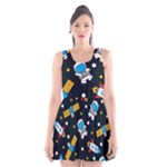 Seamless-adventure-space-vector-pattern-background Scoop Neck Skater Dress