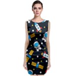 Seamless-adventure-space-vector-pattern-background Classic Sleeveless Midi Dress