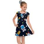 Seamless-adventure-space-vector-pattern-background Kids  Cap Sleeve Dress