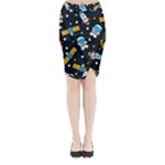 Seamless-adventure-space-vector-pattern-background Midi Wrap Pencil Skirt