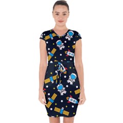 Capsleeve Drawstring Dress  