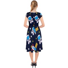 Cap Sleeve Front Wrap Midi Dress 