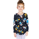 Seamless-adventure-space-vector-pattern-background Kids  Long Sleeve Tee