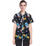 Seamless-adventure-space-vector-pattern-background Women s Short Sleeve Shirt