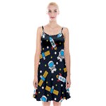 Seamless-adventure-space-vector-pattern-background Spaghetti Strap Velvet Dress