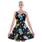 Seamless-adventure-space-vector-pattern-background Velvet Skater Dress