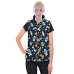 Seamless-adventure-space-vector-pattern-background Women s Button Up Vest