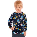 Seamless-adventure-space-vector-pattern-background Kids  Hooded Pullover