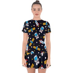 Drop Hem Mini Chiffon Dress 