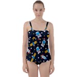 Seamless-adventure-space-vector-pattern-background Twist Front Tankini Set