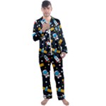 Seamless-adventure-space-vector-pattern-background Men s Long Sleeve Satin Pajamas Set