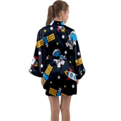 Long Sleeve Satin Kimono 