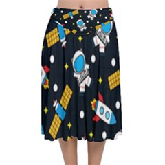 Velvet Flared Midi Skirt 