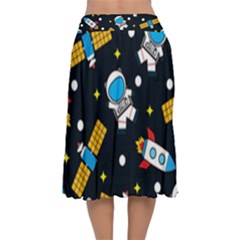 Velvet Flared Midi Skirt 
