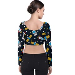 Velvet Long Sleeve Crop Top 