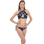 Seamless-adventure-space-vector-pattern-background Cross Front Halter Bikini Set