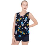 Seamless-adventure-space-vector-pattern-background Bubble Hem Chiffon Tank Top