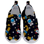 Seamless-adventure-space-vector-pattern-background Kids  Velcro No Lace Shoes