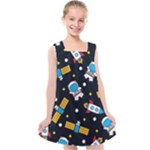 Seamless-adventure-space-vector-pattern-background Kids  Cross Back Dress