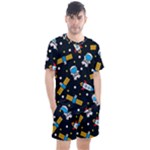 Seamless-adventure-space-vector-pattern-background Men s Mesh Tee and Shorts Set