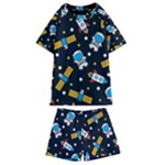 Seamless-adventure-space-vector-pattern-background Kids  Swim Tee and Shorts Set