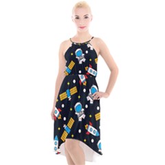 High-Low Halter Chiffon Dress  